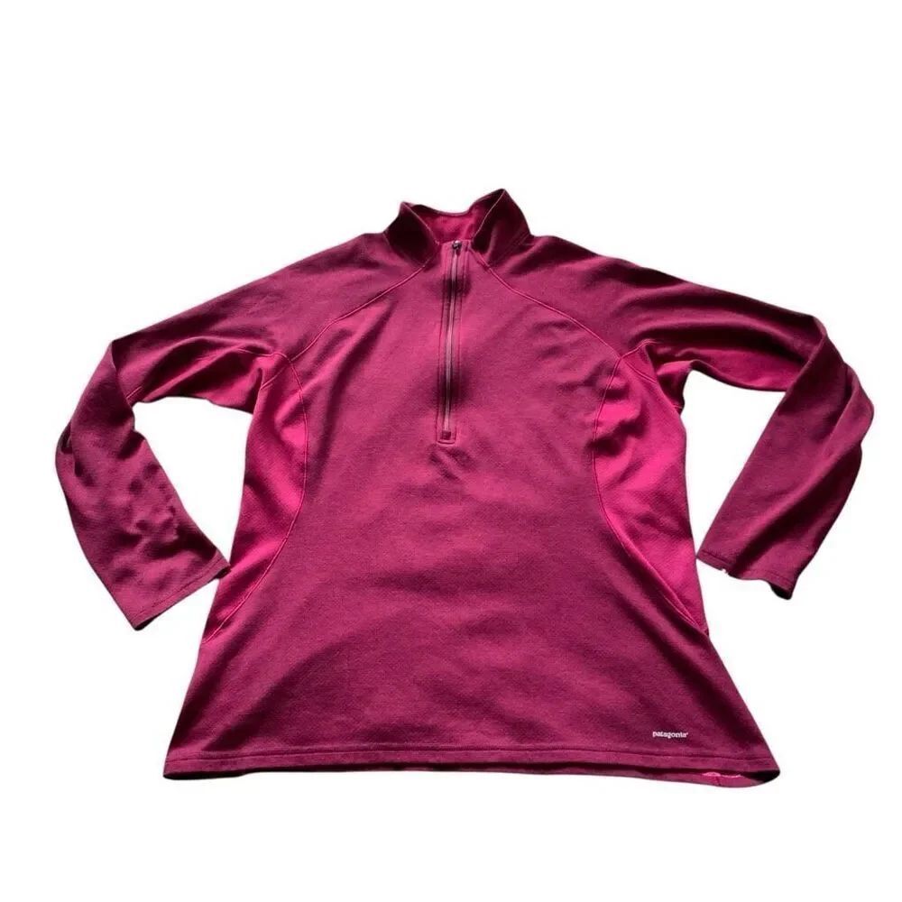 Patagonia Capilene 1/4 Zip Base Layer pink Pullover SHIRT TOP sz L